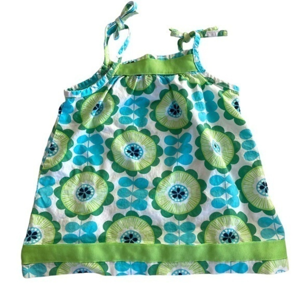 Hanna Andersson 70 5-12M floral summer shift dress tie strap‎